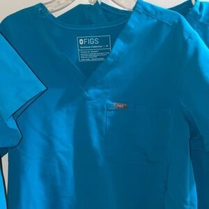 Figs Teal Catarina Scrub Top and wide leg Isabel pants size medium